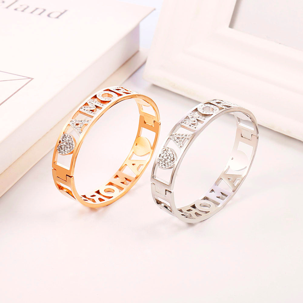 Women's 14K Golden White Crystal Letters Bracelets Gift 2022