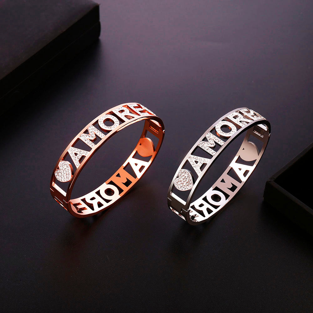 Women's 14K Golden White Crystal Letters Bracelets Gift 2022
