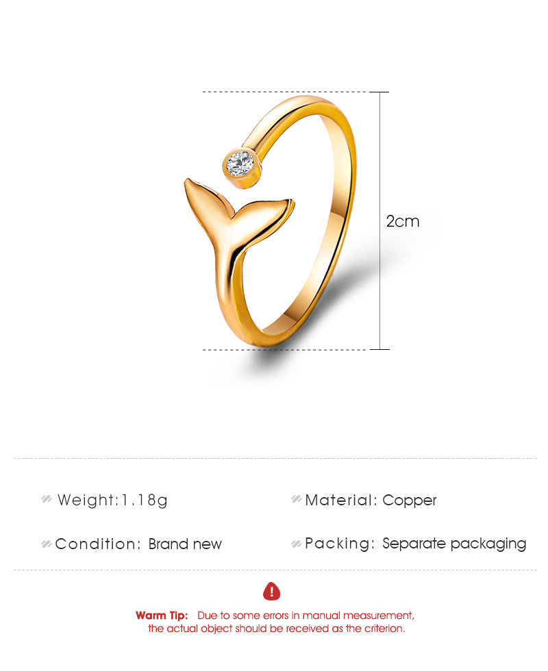 925 Sterling Silver Plated Rings Adjustble Cute Mermaid For Women