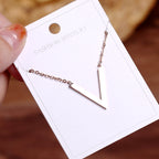 18K Gold Plated Rose Gold Letter V Pendant Titanium Steel Necklaces