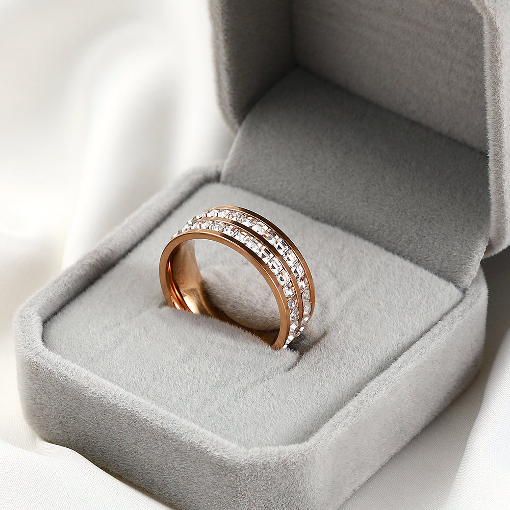 18K Rose Gold Plated Rings For Women Engagement Wedding