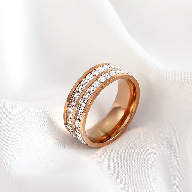 18K Rose Gold Plated Rings For Women Engagement Wedding