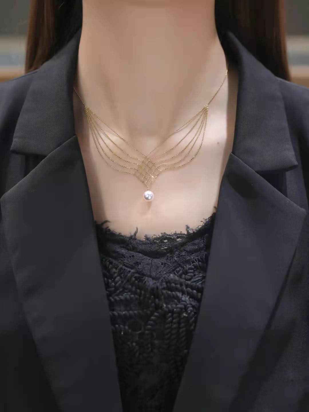Sterling Silver Mermaid Necklace with 5A Pure Pearl Pendant