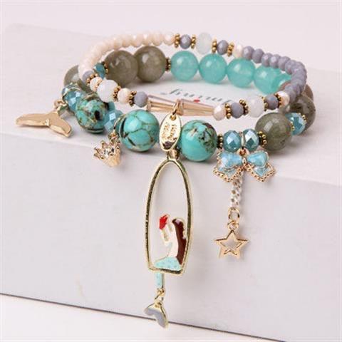 Sweet Lovely Crystal Mermaid Girl Bracelet for Kid PDD No.1 