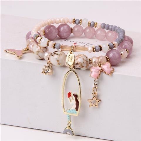 Sweet Lovely Crystal Mermaid Girl Bracelet for Kid PDD No.2 
