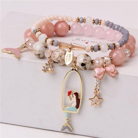 Sweet Lovely Crystal Mermaid Girl Bracelet for Kid PDD No.3 
