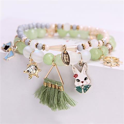 Sparkly Crystal Charm Bracelet Bangle with Gift Box Set for Girls
