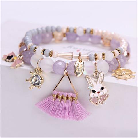 Sparkly Crystal Charm Bracelet Bangle with Gift Box Set for Girls