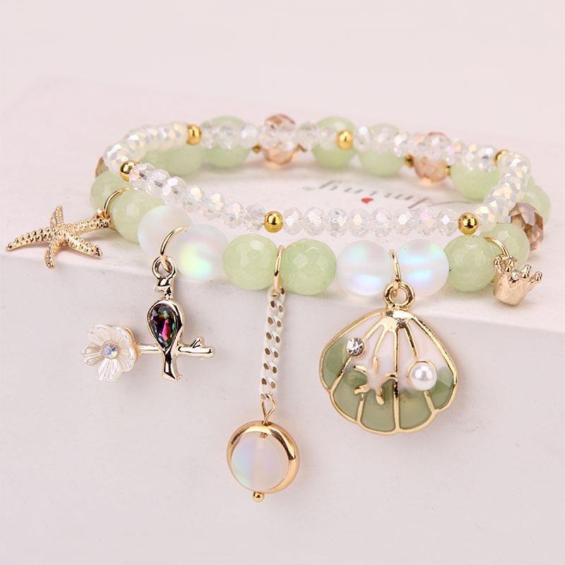 Sparkly Crystal Charm Bracelet Bangle with Gift Box Set for Girls