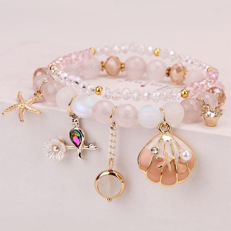 Sparkly Crystal Charm Bracelet Bangle with Gift Box Set for Girls
