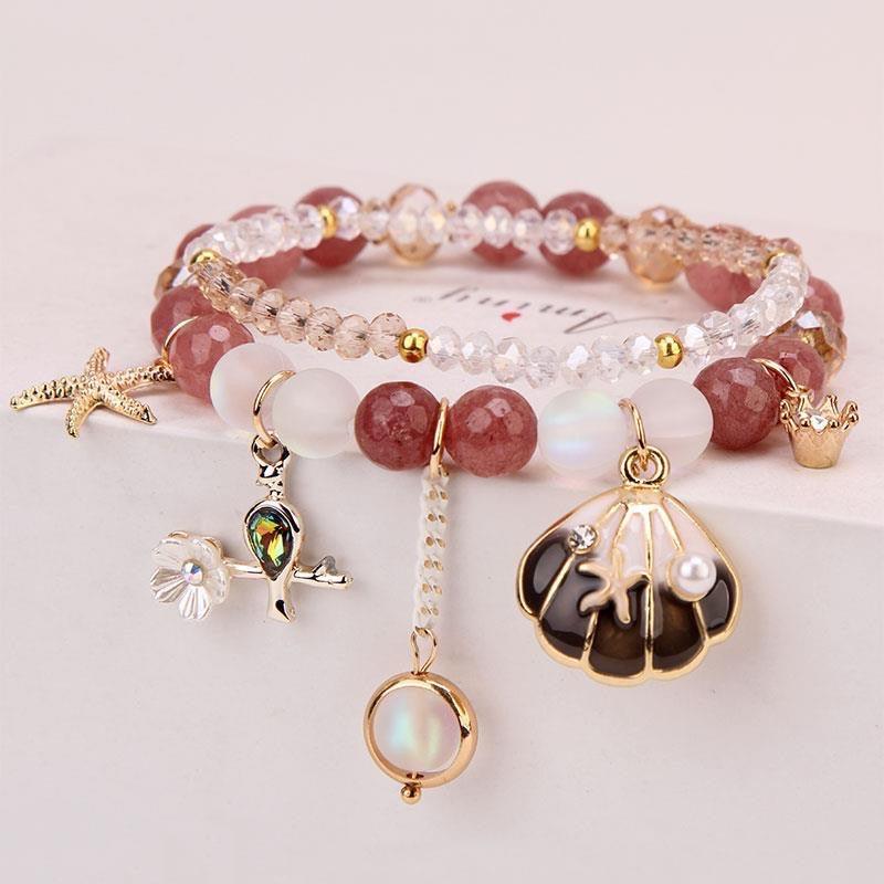 Sparkly Crystal Charm Bracelet Bangle with Gift Box Set for Girls