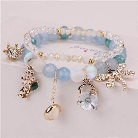 Sparkly Crystal Charm Bracelet Bangle with Gift Box Set for Girls