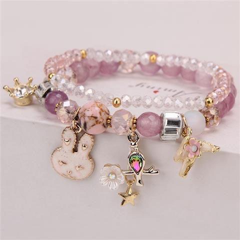 Sparkly Crystal Charm Bracelet Bangle with Gift Box Set for Girls