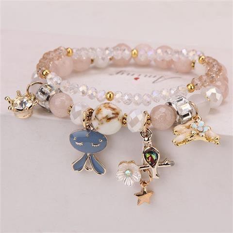 Sparkly Crystal Charm Bracelet Bangle with Gift Box Set for Girls