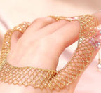 18K Gold-plated Flash Mesh Lace Necklace with Pearl Pandent