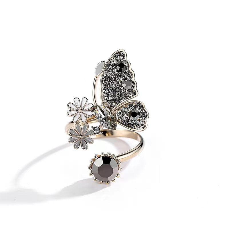 925 Sterling Silver Vintage Adjustable Butterfly Ring