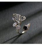 925 Sterling Silver Vintage Adjustable Butterfly Ring